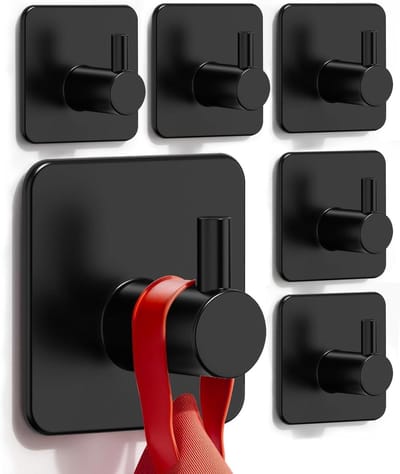 Set van 6 Zelfklevende Handdoekhaken van RVS - Sterke Haken voor Badkamer, Keuken en Kantoor - Ideaal voor Hotelgebruik en Thuisdecoratie