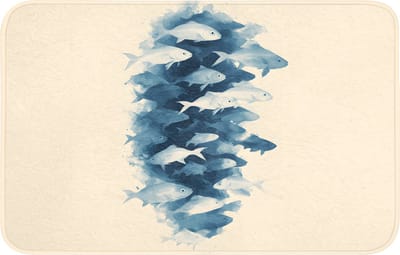 WC mat 80x50 cm - Antislip - Vissen - Minimalistisch - Blauw - Toiletmat - Vloermat - Douchemat - Toilet tapijt - Toiletmatten