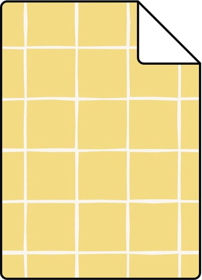Proefstaal ESTAhome behang geblokt motief geel en wit - 26.5 x 21 cm - 131931-S