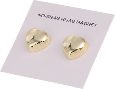 2x Hoofdoek Magneet - Magnetische Broche Hart - Magneetbroche - Sjaal - Hijab Accessoires - Abaya - 14mm - Set 2 Stuks - Shiny Goud