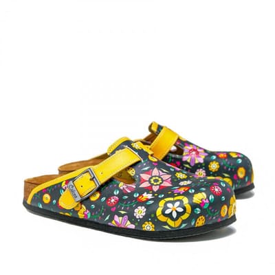 GOBY Clogs met Flowers – Handgemaakt – Premium Kwaliteit – Maat 35