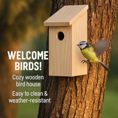 Houten Nestkast voor Vogels - 15,5x13x20CM, Ideaal voor Tuin en Vogels