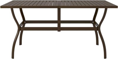 Robuuste tuintafel - Buitenmeubel staal - Terras Ontspannen - Parasolgat - 140x80x72 cm - Bruin