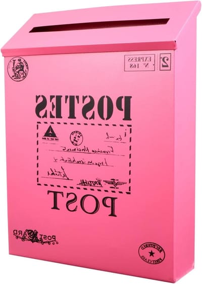 Brievenbus Decoratie - Rustieke Brievenbus - Wanddecoratie - Ijzeren Plaat Materiaal - 29x22x6cm - Roze