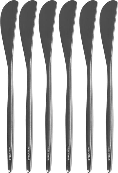 House of Husk Matte Botermesjes Set - Zwart - RVS - Botermes - Smeermessen - Tapas Mesjes - 6 Stuks