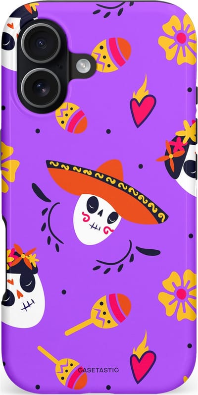 Casetastic hoesje geschikt voor Apple iPhone 17 - MagSafe - Dubbellaagse bescherming - Muertos sombrero - Fashion Case - Paars