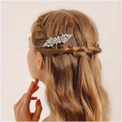 Luxe Strass Haarspeld met Kristallen en Gouden Bladaccenten - Bruiloft & Feest Accessoire