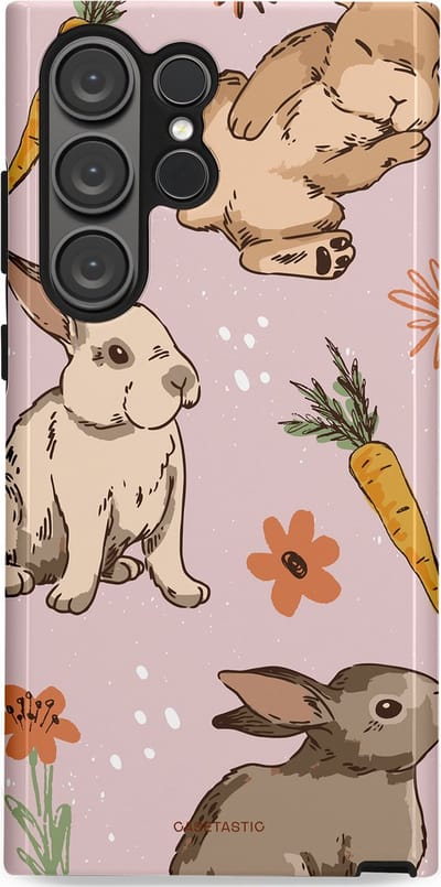 Casetastic Hoesje Geschikt voor Samsung S23 Ultra - Stijlvolle Beschermende Duo-layer Case - Hop hop knuffels