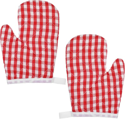 Ovenwanten voor peuters 2 stuks - hittebestendige kinderovenwanten - rood geruit - veilig in de keuken - ShopVlot