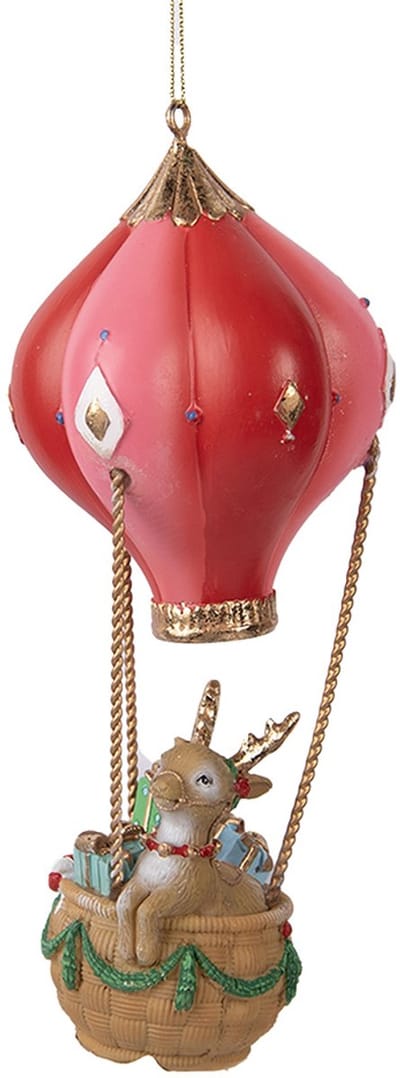 Clayre & Eef Kersthanger Luchtballon Ø 7x17 cm Rood Kunststof