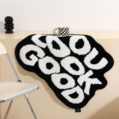 Amerikaans Creatief Letter Flocking Tapijt Vuilafstotend Tapijt Slaapkamer Makkelijk te Onderhouden Absorberend Beddeken Verdikt Versleuteld Isolatie 54 * 64cm (flocking) white