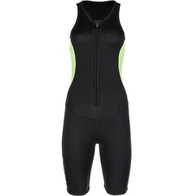 Dames Korte Mouwloze Wetsuit 2MM Neopreen Rits aan de Voorkant Zwempak voor Duiken Snorkelen Surfen Zwemmen Watersporten L groen