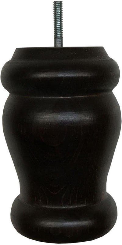 Meubelpoot zwart rond Ø 9 cm en hoogte 12 cm van massief hout (M8) - Set van 4 stuks