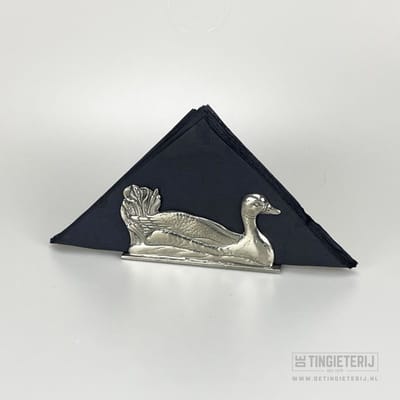 Tinnen Servethouder ‘Elegante Eend’ - Exclusieve Woondecoratie - Stijlvolle tafelaccessoires - Hangemaakt en uniek