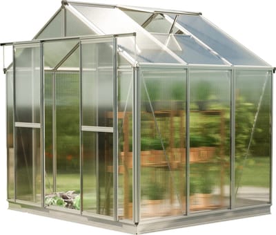 GFP tuinkas SAPHIR 3 aluminium 259x195 cm, 6 mm kanaalplaten polycarbonaat, met fundamentframe & automatische dakraamopener