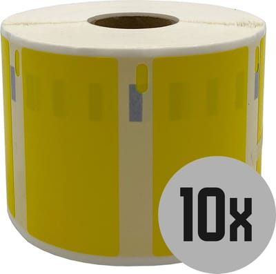 DULA Dymo kompatible Etiketten, S0722540 11354, 57 x 32 mm, Gelb, Permanent, 10 Rollen, 1000 Etiketten pro Rolle