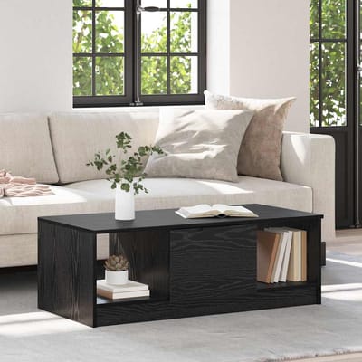 vidaXL - Salontafel - Zwart - Eiken - 102 - x - 50 - x - 36cm - Bewerkt - hout
