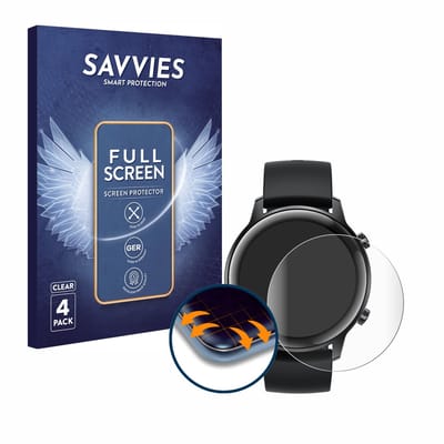 Savvies - Screenprotector voor Honor Watch Magic 2 (42 mm) - Folie Beschermfolie transparant volledig dekking 4 Stuks