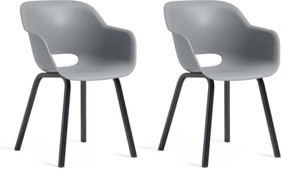 Keter Noa Tuinstoel - 2 stuks - 55x56,5x80cm - metalen frame - Grijs