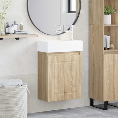 vidaXL - Badkamermeubel - met - kraan - Sonoma - Eiken - 45,5 - x - 22,5 - x - 84 - cm