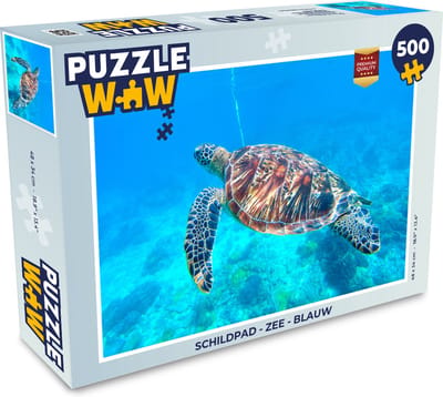 Puzzel Schildpad - Zee - Blauw - Legpuzzel - Puzzel 500 stukjes