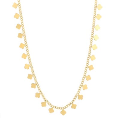 Ketting met klavers - necklace clover - klaver - stainless steel - waterproof - kleur goud - cadeau - kado idee moeder - dochter