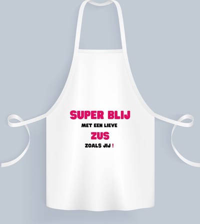 Akyol - super blij met een lieve zus zoals jij Keukenschort - Zus - de liefste zus - verjaardag - cadeautje voor zus - zus artikelen - kado - geschenk - 82 bij 71 cm