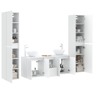 vidaXL - Badkamermeubel - Set - 5 - st - Wit - 195 - x - 35 - x - 100 - cm - Bewerkt - hout