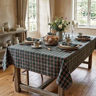 Vierkant Tafelkleed Castle Groen – 100x100 cm – Schotse Ruit / Tartan / Kerst – Landelijk Tafelkleed