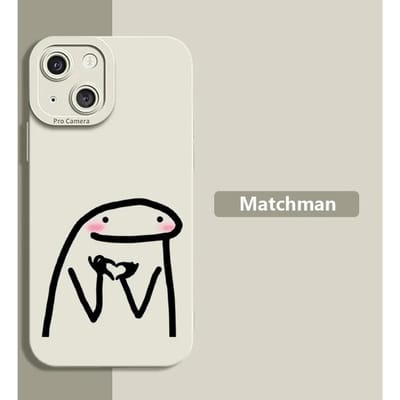 Coque de téléphone mignonne en silicone Matchman de dessin animé pour iPhone 16 15 14 13 Pro Max 12 Mini 11 pro XS XR X 7 8 Plus SE For iPhone 14 Pro gray