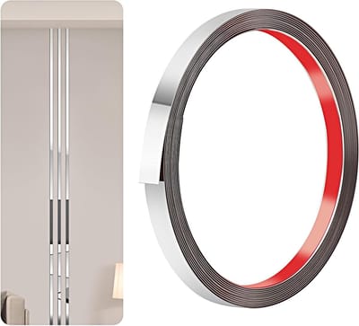 Decoratieve zelfklevende strip van roestvrij staal voor haarden, spiegels, muren en meubels - 600 cm lang, 1 cm breed (zilver)