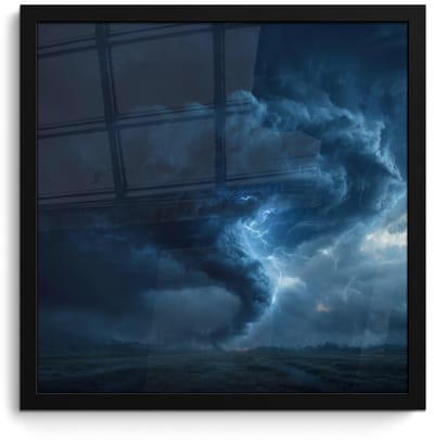 Poster in lijst - Fotolijst 40x40 cm - Posters - Tornado - Duister - Wolken - Posterlijst zwart - Decoratie - Wanddecoratie woonkamer - Muurdecoratie slaapkamer