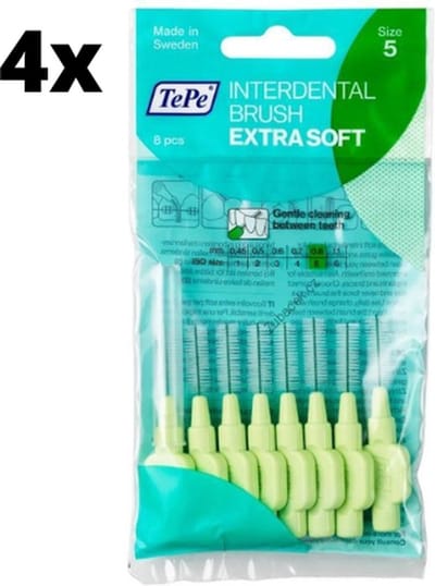 TePe Extra Soft Lichtgroen 0,8mm - 4 x 8 stuks - Voordeelverpakking