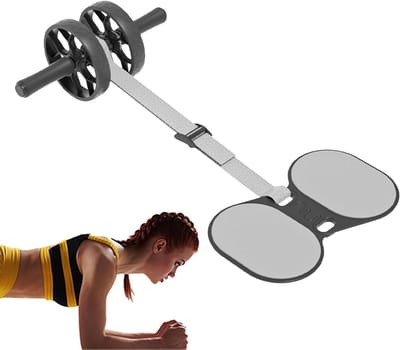 Buikroller Set - Core Trainer - Krachtige Training - Met Weerstandsband - 36 cm Breed - Zwart
