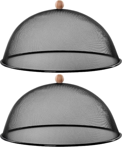Esschert Design Luxe stevige vliegenkap/voedselkap - 2x - zwart - metaal - D43 x H21 cm - Afdekkappen