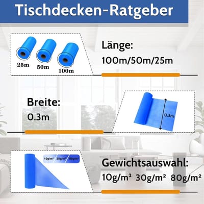 Tafelloper - Meerblauw - 30 g/m² - 30 cm x 25 meter
