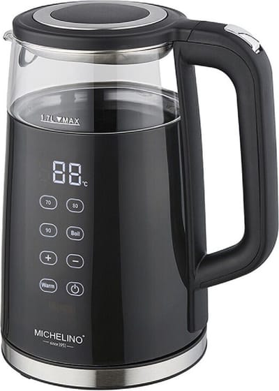 Michelino Digitale waterkoker 1,7L - Touchscreen zijkant - 2200W - Zwart