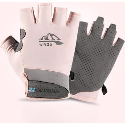 Gants d'exercice de fitness demi-doigts pour hommes et femmes Frisbee Été Soie glacée Protection solaire Conduite Extérieur Gants fins et respirants L