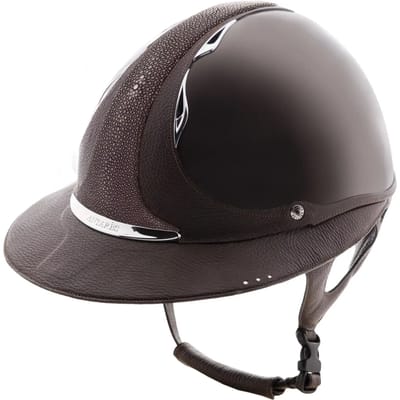 Polo glossy paardrijhelm met vizier Antarès Premium Galuchat