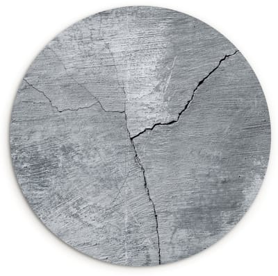 WallCircle® Wandcirkel 60x60 cm - Muurcirkel Beton - Grijs - Scheur - Muurdecoratie woonkamer - Wanddecoratie slaapkamer - Kamer decoratie accessoires - Ronde schilderijen