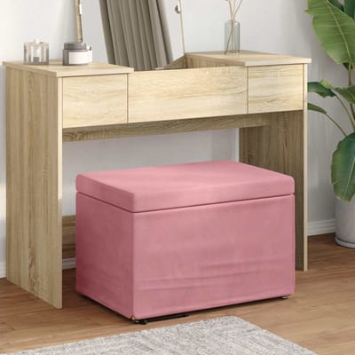 vidaXL - Kruk - Roze - 61 - x - 41 - x - 40 - cm - Velvet - en - Geengineerd - Hout