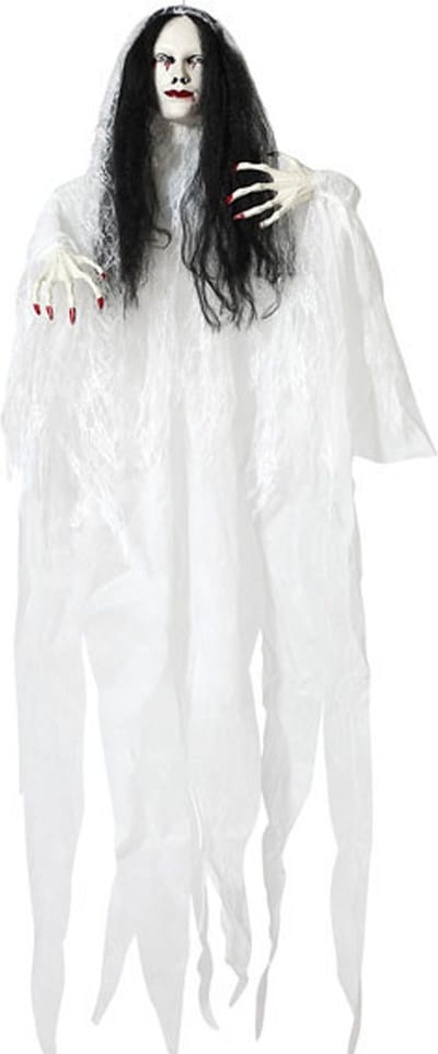 Halloween/horror thema hang decoratie Geest/Spook - met LED licht en geluid - griezel pop - 120 cm