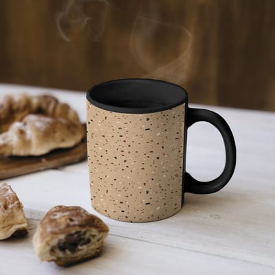 Magische Mok - Foto op Warmte Mokken - Koffiemok - Terrazzo - Patroon - Beige - Magic Mok - Beker - 350 ML - Theemok