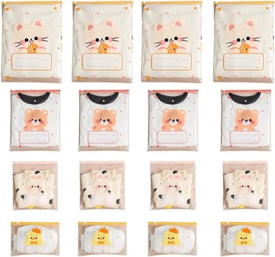 Baby Kledingzakjes - Opbergzakken Baby - Ziekenhuis Gebruik - Vier Maten Set - 30x40cm tot 20x14cm - Transparant