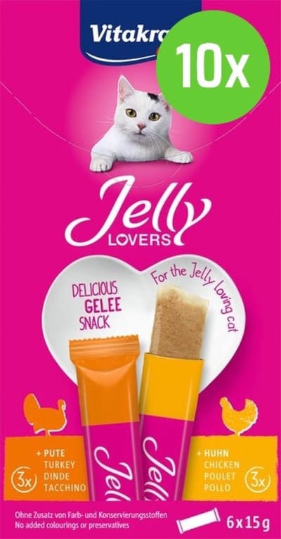 Vitakraft Kattensnack - Jelly Lovers - Kip & Kalkoen - 10 x 6 st - 15 g