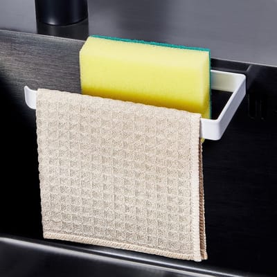 Zelfklevende Houder voor Afwasdoeken en Sponsen, RVS Keuken Caddy 2-in-1 voor Organisatie en Opberging in de Gootsteen