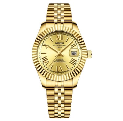 Nibosi - Herenhorloge - Polshorloge - Heren - Horloge - Horlogedoos - Mannen - Geelgoud - RVS