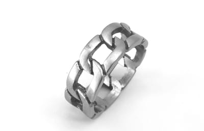 Ring - RVS - maat 23 - schakel - Cuban link - geborsteld staal - Super –Stoer - elke gelegenheid.