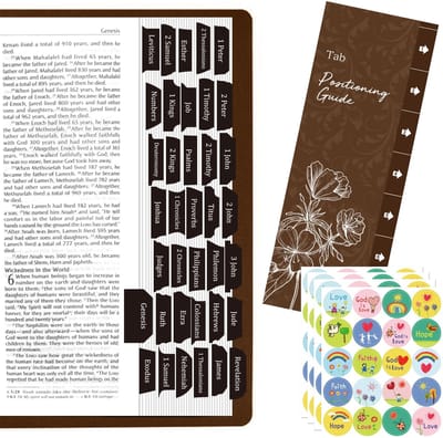 Dailygoods- Bijbelindextabs 105 Stuks - Gelamineerde Bijbel Tabs - Bijbel Boek Index Tabs - Christelijke Stickers - Gebruiksvriendelijke Indextabs - Duurzaam Materiaal - Bijbelstickers
