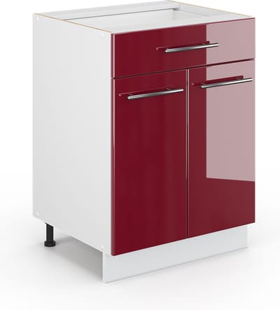 Vicco Fame-Line Badkamerkast – 60 x 82 cm met lade, zonder werkblad Bordeauxrode hoogglans